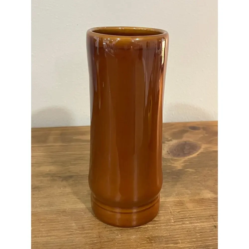 Vintage Brown Tiki Mug‎ Ceramic Barware Polynesian Luau Cocktail Glass